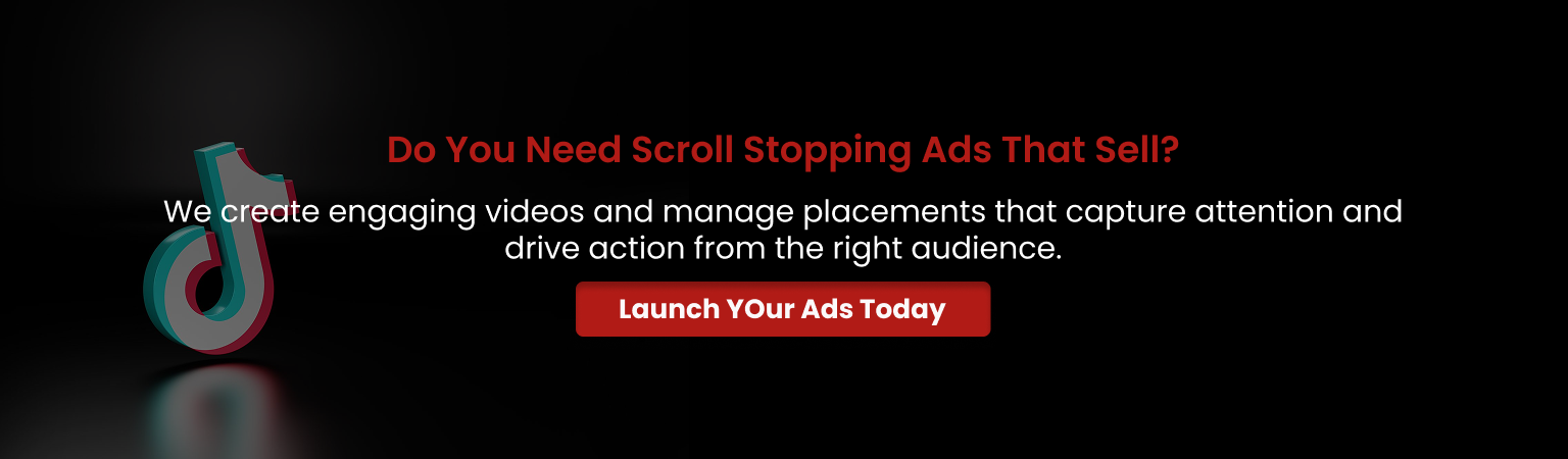 TikTok ad campaign banner with call to action