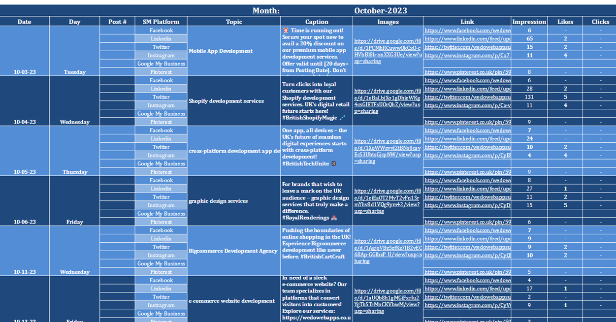 Content Calendar plans