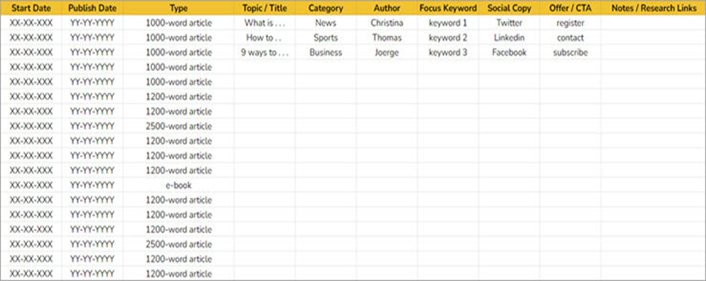 Editorial Calendar Template